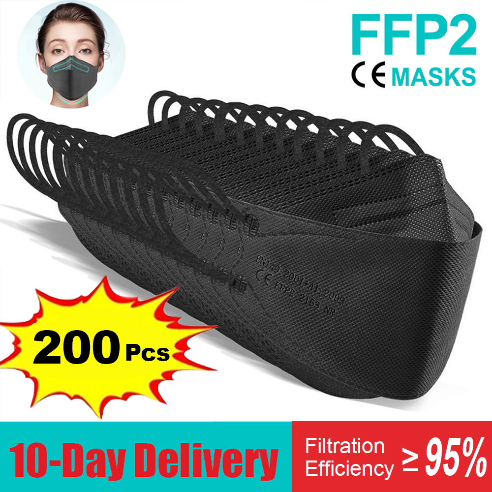 10-200pcs fpp2 fish mask kn95  - مراجعة Disposable Surgical Mask وسعره