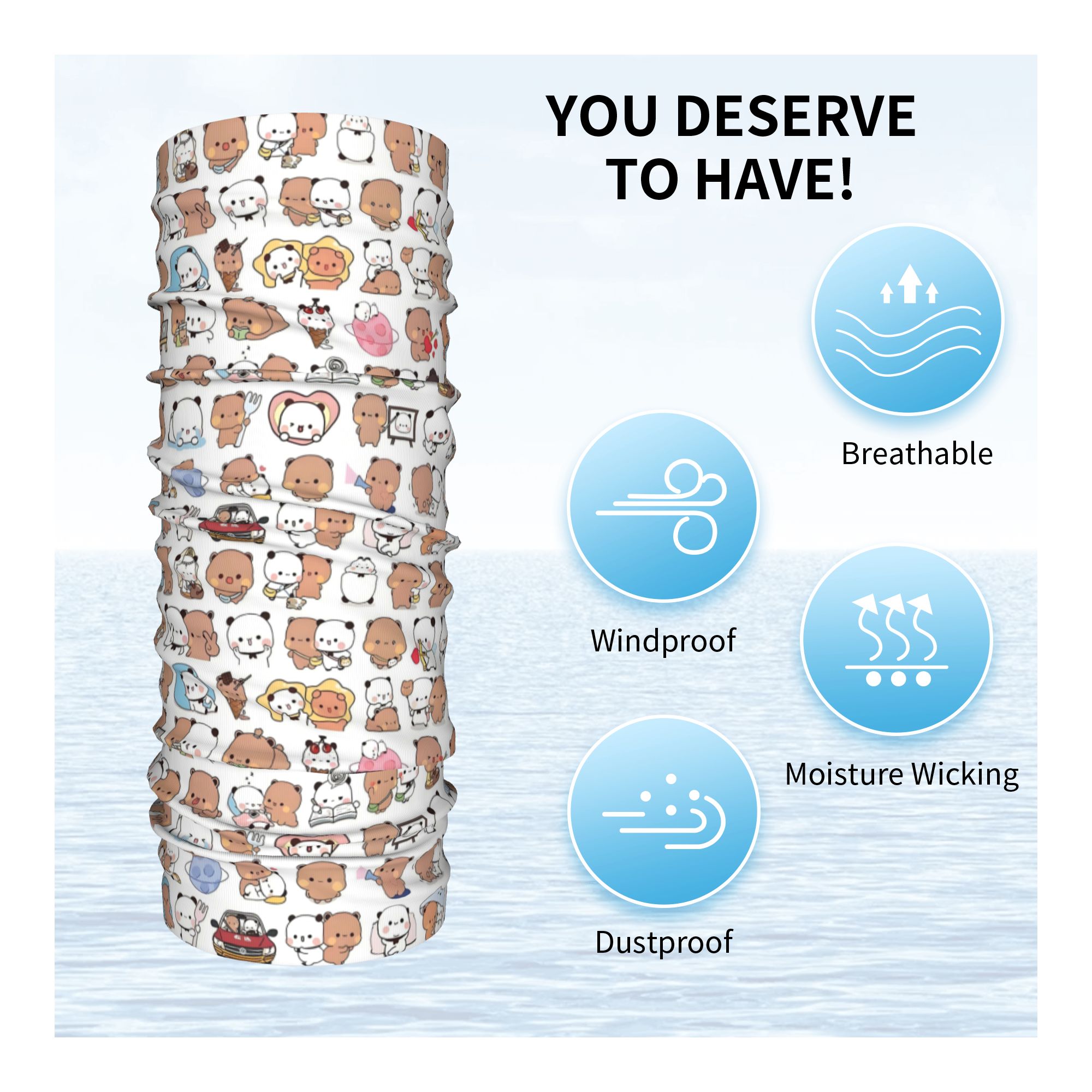 Custom Bear Cartoon Peach And  - مراجعة Neck Gaiter Face Cover وسعره