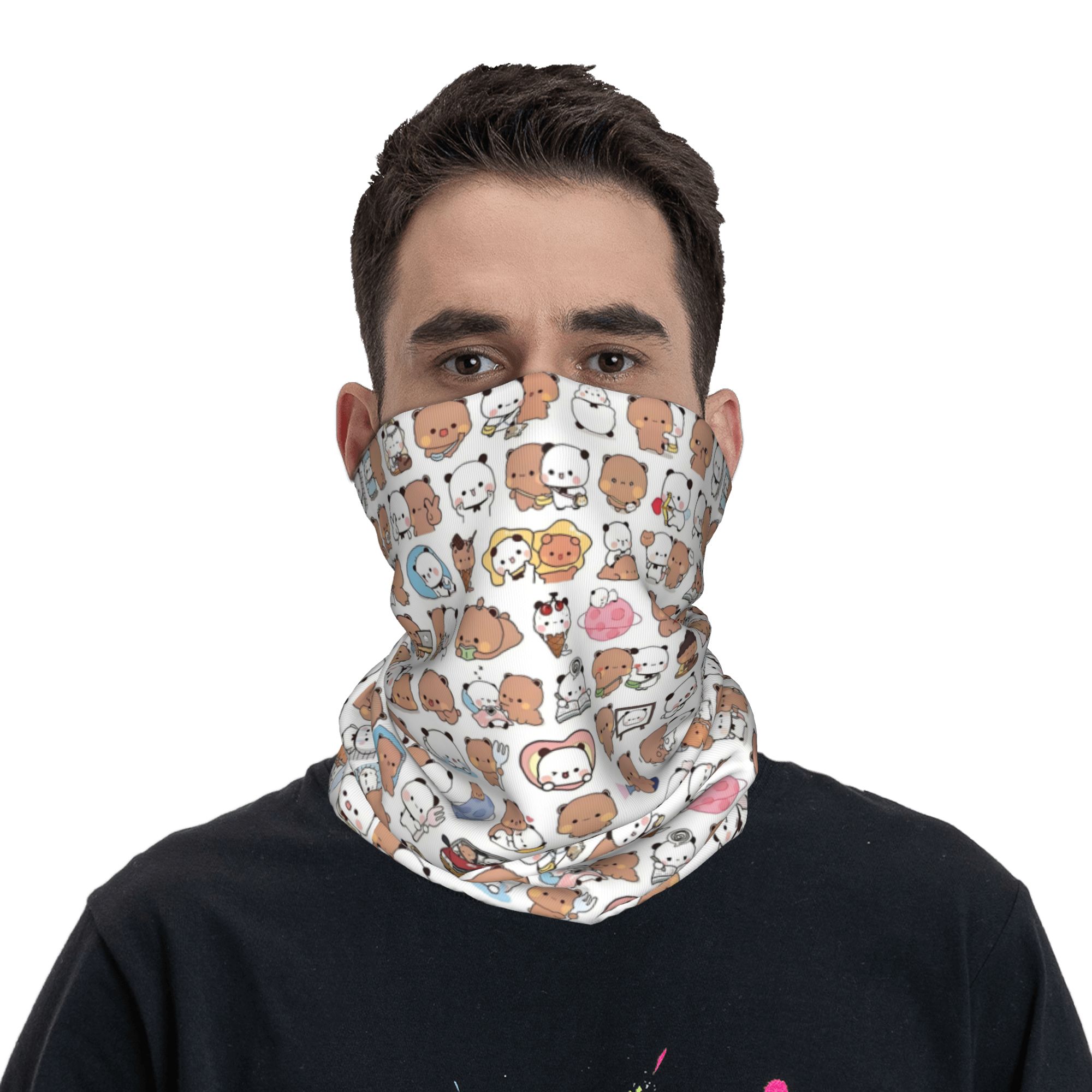 Custom Bear Cartoon Peach And  - مراجعة Neck Gaiter Face Cover وسعره