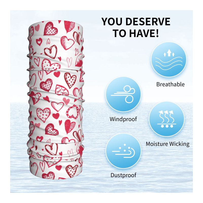 Pink Red Love Hearts Bandana N - مراجعة Neck Gaiter Face Cover وسعره