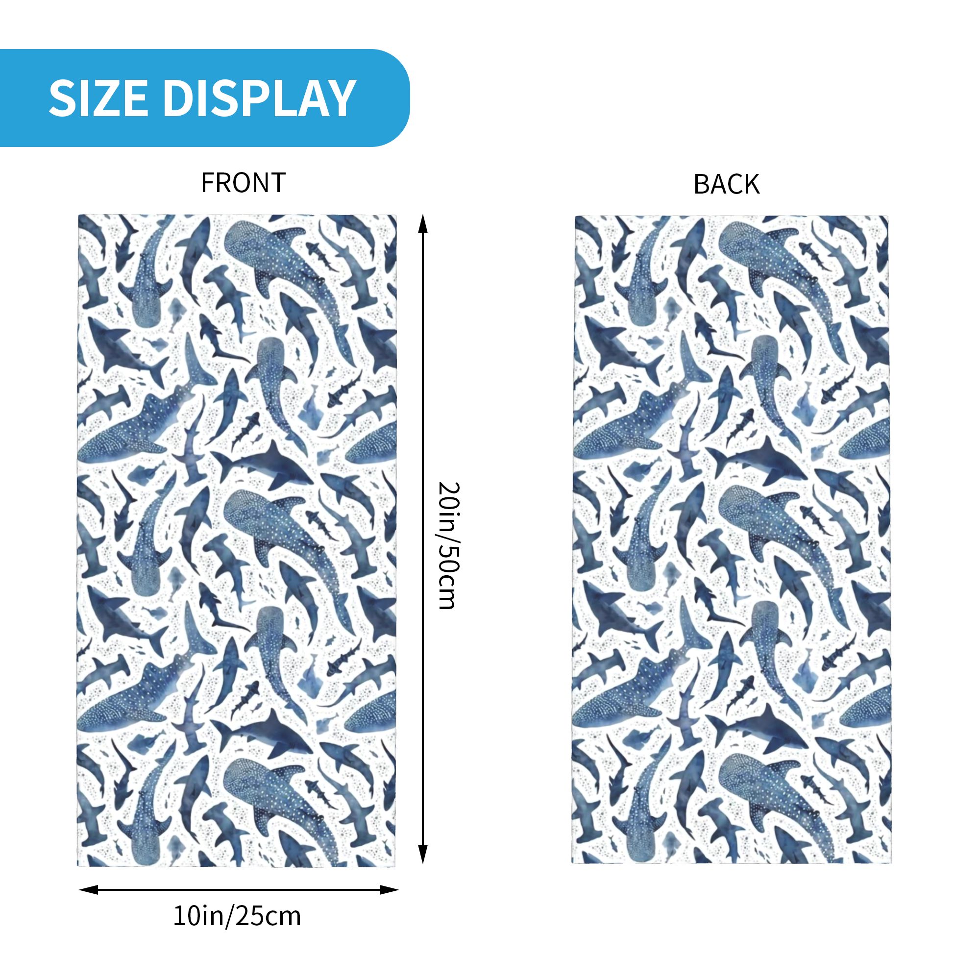 Custom Blue Watercolour Shark  - مراجعة Neck Gaiter Face Cover وسعره