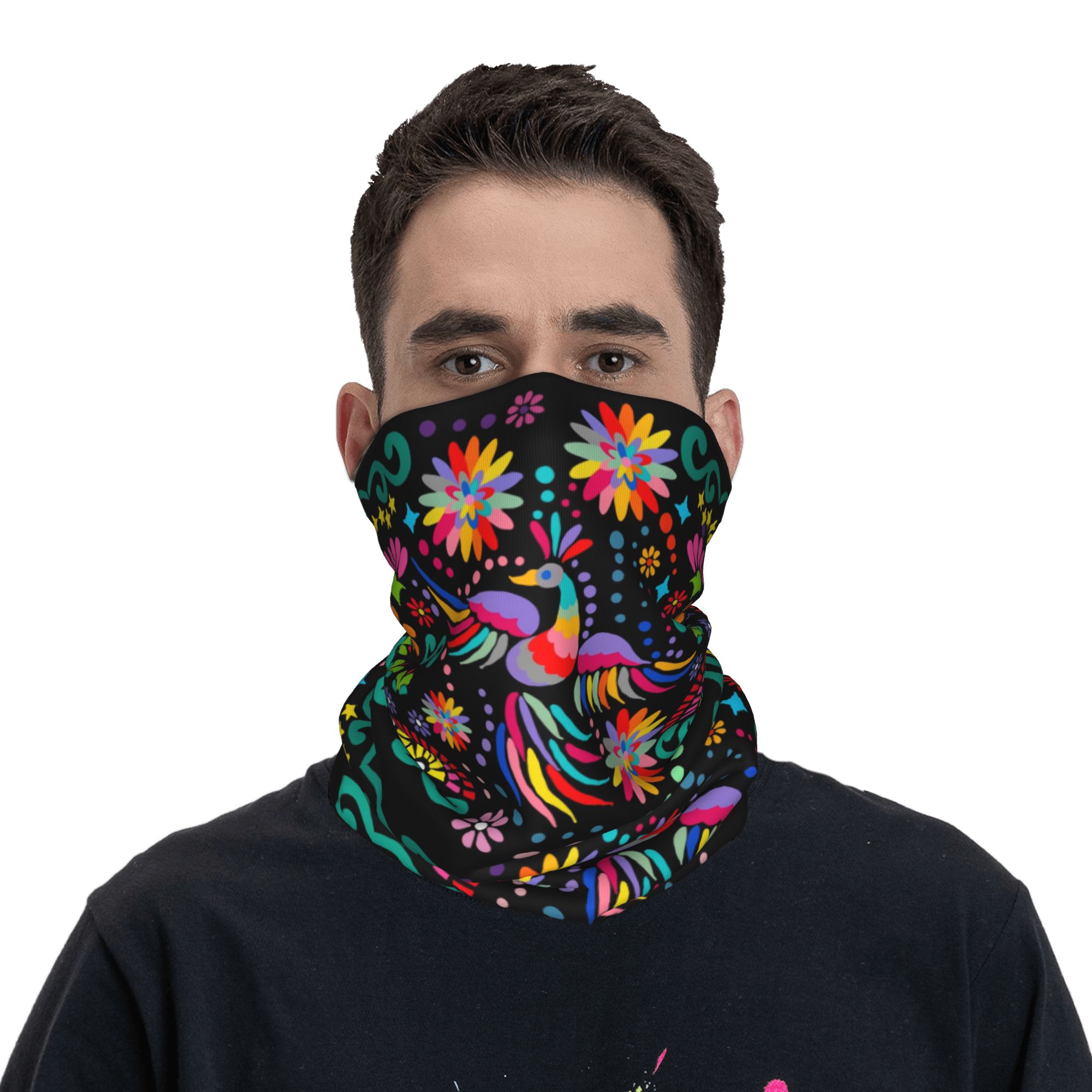 Custom Mexican Floral Flower T - مراجعة Neck Gaiter Face Cover وسعره