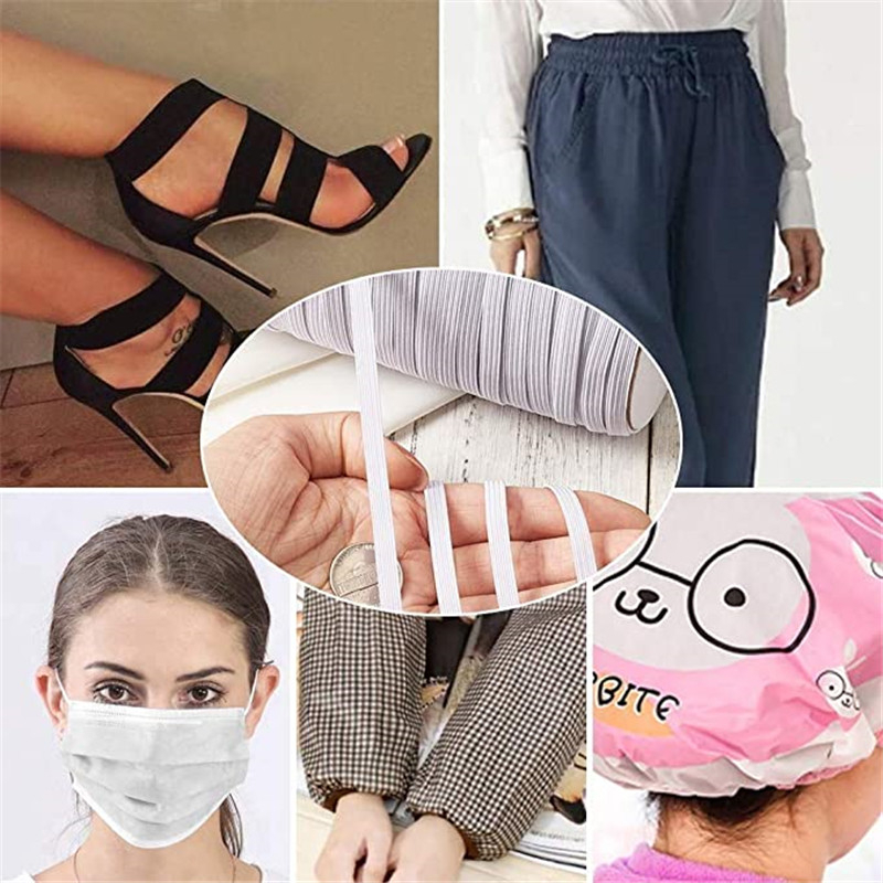 White Black 3mm Flat Elastic B - مراجعة Mask Lanyard Adjustable وسعره