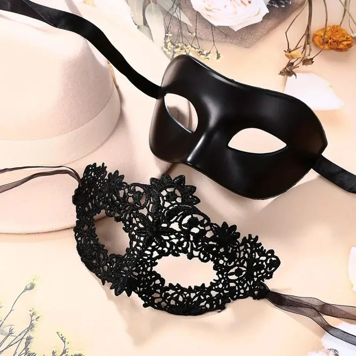2pcs Elegant Black Lace Masque - مراجعة Black Face Mask Pack وسعره
