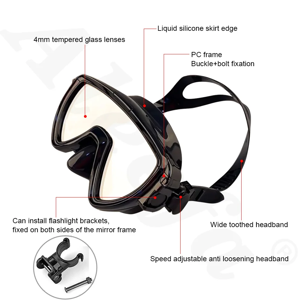 Scuba Diving Mask with flashli - مراجعة Silicone Mask Bracket وسعره